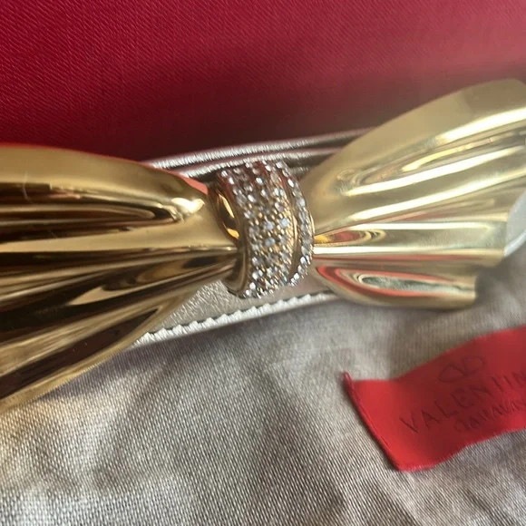 Valentino Vintage Metallic Silver and Gold Bow Belt - Picture 3 of 8